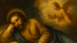 Image of Jesus dreaming.